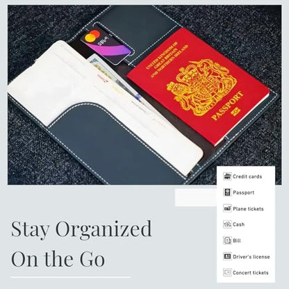 Genuine Leather RFID Blocking Long Passport Holder Passport Cover (Dark Blue) - color: Dark Blue