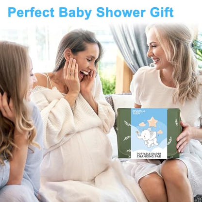 Baby Portable Changing Pad Travel - Waterproof Compact Diaper Changing Mat with Built-in Pillow - Lightweight & Foldable Baby Diaper Changer, Newborn Shower Gifts - color: Sage Green