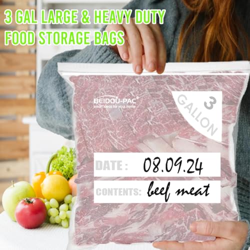 BEIDOU-PAC 80 Count Combo Large Storage Zip Bags, 2 Gallon & 3 Gallon Resealable Variety Pack With Organizer, Reclosable Clear Assorted Size Plastic Bags - style: Large Zip | Variety Pack | 80 count