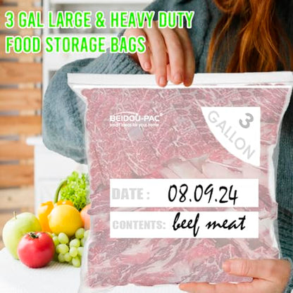 BEIDOU-PAC 80 Count Combo Large Storage Zip Bags, 2 Gallon & 3 Gallon Resealable Variety Pack With Organizer, Reclosable Clear Assorted Size Plastic Bags - style: Large Zip | Variety Pack | 80 count