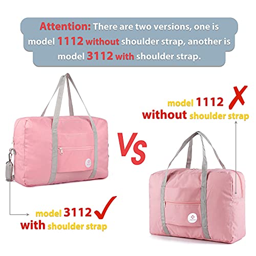 For Spirit Airlines Personal Item Bag Foldable Travel Duffel Bag Tote Carry on Luggage Duffle Overnight for Women and Men - color: 1112 Pink