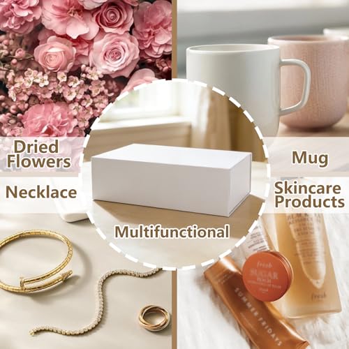 Aimyoo White Gift Box, 13.8x9x4.3 in Presents Box with Lids Magnetic Closure Rectangle Collapsible for Groomsman Proposal Box, Wedding, Birthday Gift Packging 5 Pack - color: White, size: 5 count (Pack of 1)