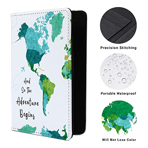 Passport Book Holder,Passport Wallet for Men Mr and Mrs for Women Passport Cover Passport Case for Couples Books Holder Mother's Day (6x4 Inch) - color: Green Map-1pcs