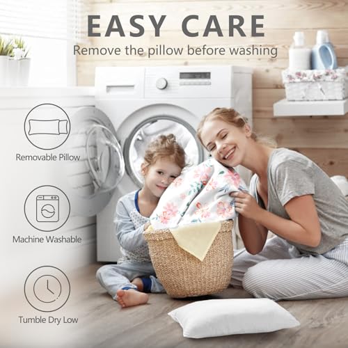 Primlect Thickened Toddler Nap Mat with Removable Pillow and Minky Blanket, Extra Large 55''x35'' Sleeping Bag, Washable, Roll up, Perfect for Daycare, Preschool, Kindergarten, Boys and Girls Flowers - color: Pink Flower Upgraded