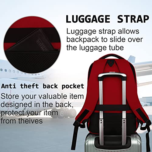 Volher Laptop Backpack,Business Travel Anti Theft Slim Durable Laptops Backpack,Water Resistant College Computer Bag for Women & Men Fits 15.6 Inch Laptop and Notebook-Red - color: Red, size: 15.6 Inch, style: Laptop