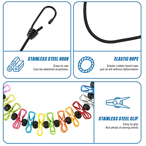 Retractable Portable Clothesline for Travel, Clothing line with 12 Clothes Clips, for Indoor Laundry Drying line, Outdoor Camping Accessories