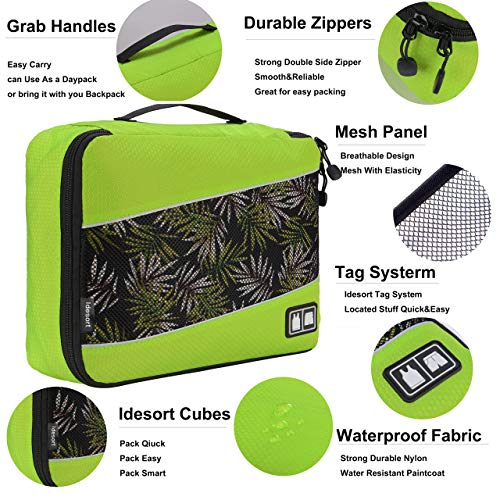 Packing Cubes Luggage Bags Organizer Durable Travel Accessories With Clothing Label - color: 8 set - Rose/Green