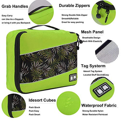 Packing Cubes Luggage Bags Organizer Durable Travel Accessories With Clothing Label - color: 8 set - Green/Black