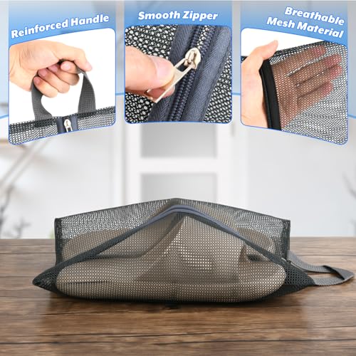 2 Pcs Shoe Bags for Travel, Mesh Breathable Sneaker Bags Portable Shoe Storage Organizer with Handle for Travel Gym Sport, Reusable Zipper Pouch for Women and Men