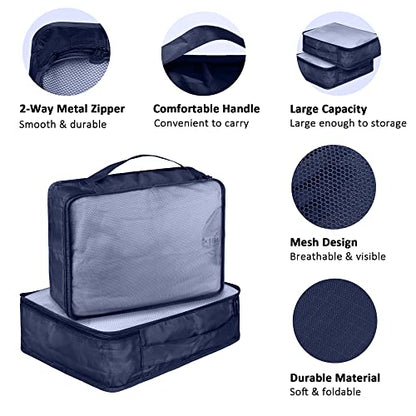 Packing Cubes Set, 2 Pcs Packing Organizers Set for Suitcases (Navy blue) - color: Navy blue