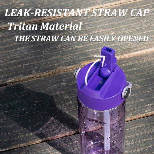 GOPPUS 20oz Clear Water Bottle with Flip Straw, Lightweight, Leakproof, Easy Carry and BPA-Free, Tritan Water Bottlefor Sport, Travel, Outside (Purple) - color: Purple, size: 20 Ounces