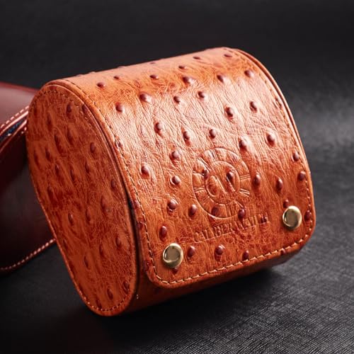 Genuine Napa Leather Watch Roll Travel Case - Travel Watch Rolls and Leather Watch Display Cases with Velvet Interior - Watch Storage Organizer Men's By CALIBERWATCH (Cognac - Single) - color: Cognac - Single