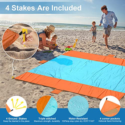 ACH Beach Blanket Waterproof Sandproof Extra Large Beach Mat Oversized 120"×108" Portable Lightweight Outdoor Family Mat for Indoor Outside Picnic Camping Hiking Travel