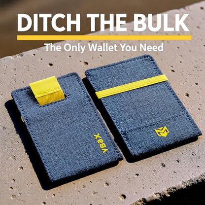 RFID Minimalist Slim Wallet for Men and Women, Holds Up to 12 Cards, Cash, Key Thin and Lightweight Credit Card Holder (Blue Microfiber – Solar Edition) - color: Blue Microfiber – Solar Edition