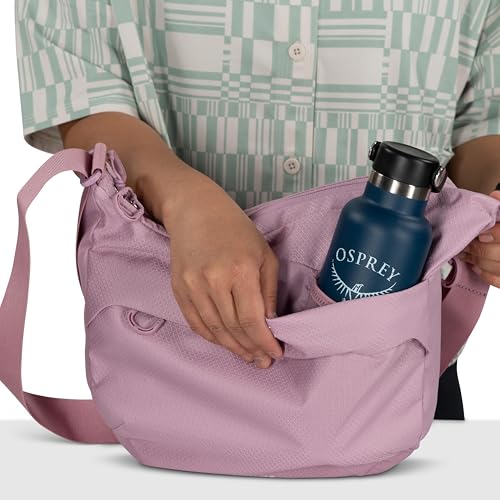 Osprey Daylite Crossbody Pouch - Small Handbag with Zipper and Bottle Pocket - Lightweight Shoulder Bag - color: Iris Pink