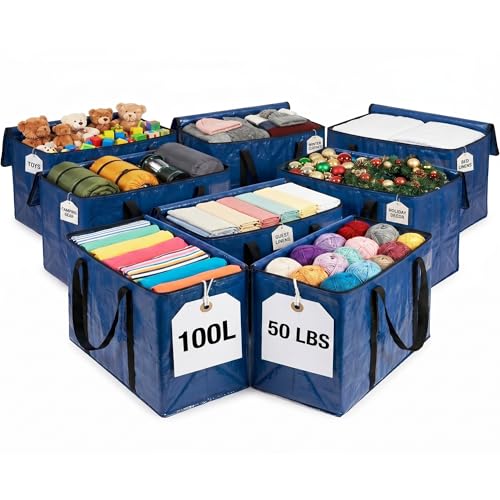 ClearSpace Heavy Duty Moving Bags - Water Resistant Storage Bags or Storage Bins with Lids and Moving Supplies - Large Moving Boxes for College Dorm, Travel, Closet Organization - 8 Pack - color: Blue, size: 8 Pack