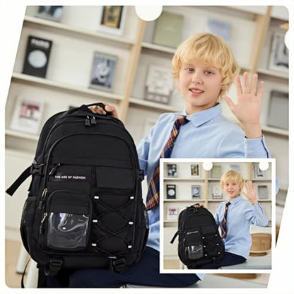 Laptop Backpack For Teen Boys Girls Durable Bookbag Middle High School Bag Women Men Waterproof Travel Daypack (BLack) - color: 1blcak