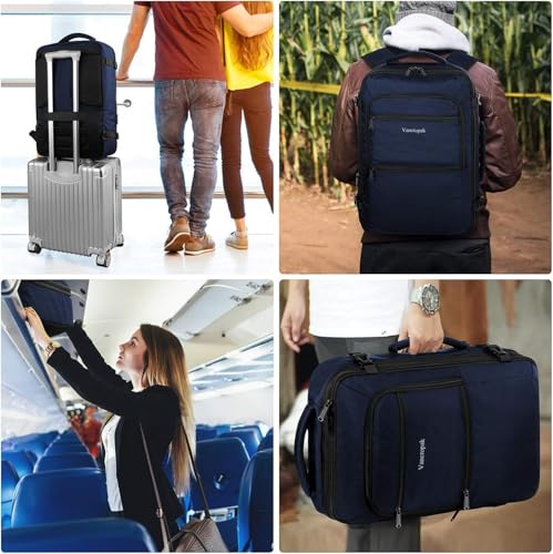 Vancropak 35L Traveling Backpack, Airplane Approved Travel Carry on Bag hand luggage, Water Resistant Lightweight Luggage Suitcase Backpack Overnight Weekender Business Daypack Bag for Men Women, Blue - color: Blue, size: Large