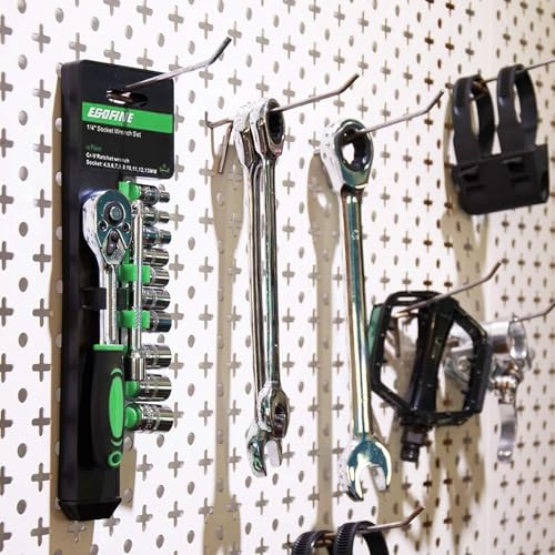 Egofine 12pcs 1/4 Inch Mini Ratchet Socket Wrench Set, Drive Socket Set with 10 Sockets (4-13mm) and 2 Way Quick Released Ratchet Handle and Extension Bar, Green - size: 1/4, style: 12PC Green Standard Socket Set