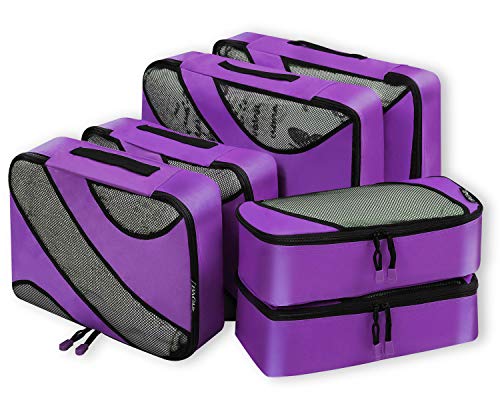 BAGAIL 6 Set Packing Cubes,Travel Luggage Packing Organizers - color: The Purple, style: 6 Set