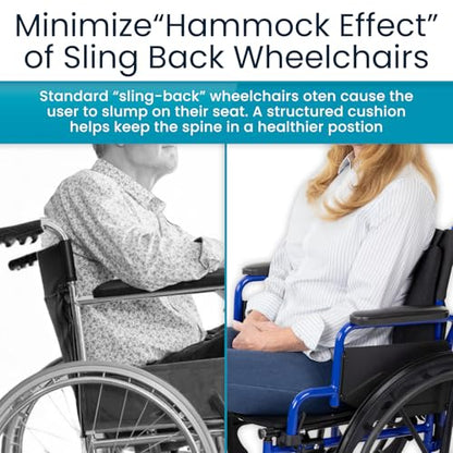 Vive Wheelchair Lumbar Support Cushion for Sling Back Wheel Chairs - Chair Pad for Back Pressure Relief - Memory Foam Backrest - Fits Most Wheelchairs & Transport Chairs - Improves Posture - size: 20"x17"x3"