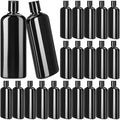 Domensi 24 Pcs Plastic Bottle Squeeze Containers with Disc Cap Travel Bottles Reusable Empty Toiletries Shampoo Containers Refillable Travel bottles for Shampoo Lotions (10oz,Pure Black) - color: Pure Black, size: 10oz