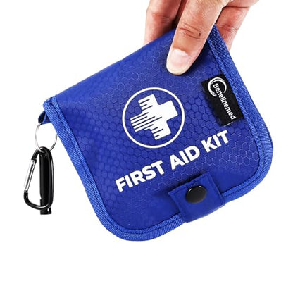 Mini First Aid Kit - 137 Piece Small Emergency Medical Kit for Home, Car, Travel, Camping & Outdoor Activities (Blue) - color: Blue