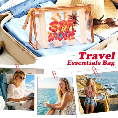 COSHAYSOO Sunscreen Bag Clear Makeup Toiletry Pouch Beach Vacation Essentials for Women Teen Girls Trip Gifts Summer Pool Travel Must Have Accessories Waterproof Stuff - color: Multi-SPF Mode