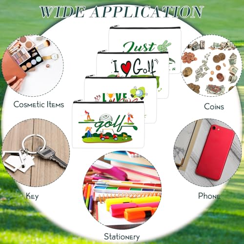 Eccliy 20 Pcs Golf Makeup Bag Golfer Cosmetic Bag Canvas Gifts Golf Accessories for Girls Toiletry Pouch with Zipper for Women Team Party - size: 8 x 5 Inch, style: Golf