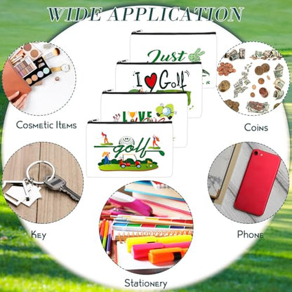 Eccliy 20 Pcs Golf Makeup Bag Golfer Cosmetic Bag Canvas Gifts Golf Accessories for Girls Toiletry Pouch with Zipper for Women Team Party - size: 8 x 5 Inch, style: Golf