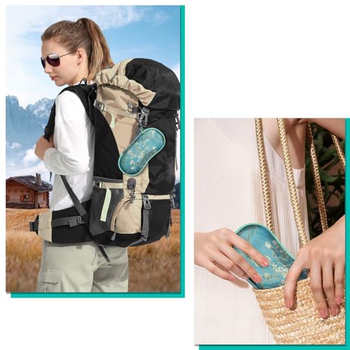FINTIE Sunglasses Case, Hard EVA Shell Shockproof Sport Glasses Case with Metal Carabiner Travel Zipper Eyeglasses Holder - color: Z-blossom