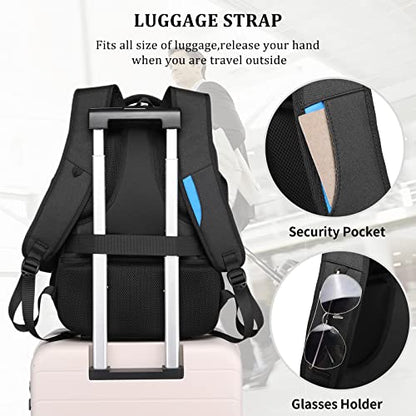 DUSLANG Anti-Theft Laptop Backpack, Black, 15.6-14-13 Inch Laptop Sleeve, USB Charging Port - color: Black, size: 15.6 Inch