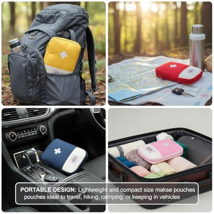 4 Pcs Travel First Aid Pouch,Empty Mini First Aid Pouch, Portable Outdoor First Aid Medical Rescue Bag Multi-Function Emergency Medicine Storage Organizer Bag Health and Household Supplies (Small)