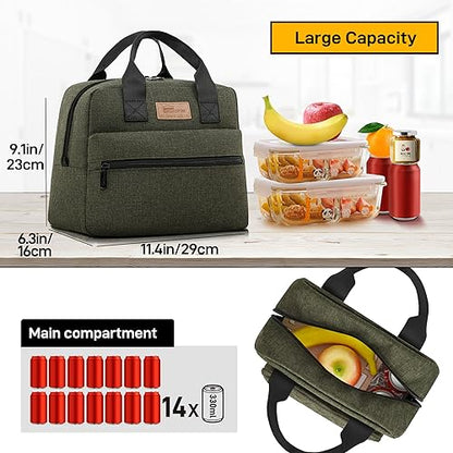 HOMESPON Insulated Lunch Bag for Women Men Lunch Box Cooler Lunch Tote for Work Picnic (Green) - color: Green