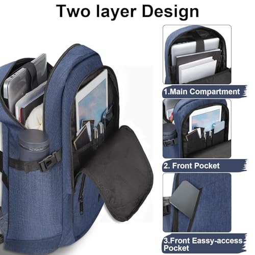 Mancro Laptop Backpack, 15.6 inch Business Backpack Anti Theft College School Computer Bag for Men Women Travel Backpack with Laptop Compartment (Blue, 15.6 inch) - color: Blue, size: 15.6 inch