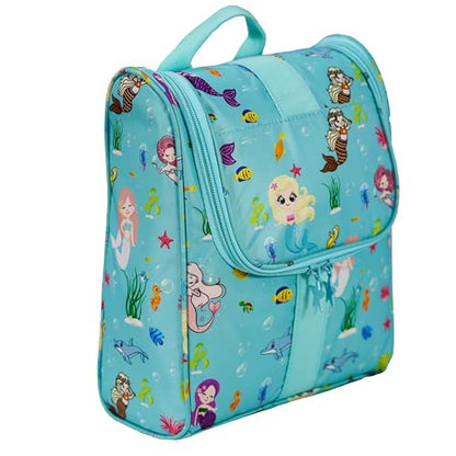 Remobia Hicol Cute Cartoon Hanging Kids Toiletry Bag Children Travel Cosmetic Makeup Organizer Wash Bag Shower bag Over Night Bag Camping Shaving Kit Bag for Boys & Girls (Mermaid) - color: Mermaid