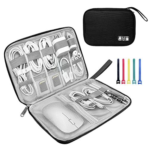 Lcsmaokin Electronics Organizer Travel Case,Electronic Accessories Storage Bag,Portable Waterproof Cable Organizer Bag,with 5 Cable Ties，for Travel,Work-Black - color: A-Black Set, size: Single Layer