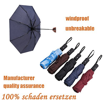 SY COMPACT Travel Umbrella - Windproof Automatic Compact Umbrella for Rain, Lightest 8-Rib, Small, Strong & Portable, Durable Grip, Fits Backpack & Car, Factory Direct (UV Available) - color: Red