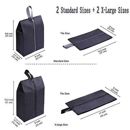 YAMIU Travel Shoe Bags Set of 4 Waterproof Nylon with Zipper for Men & Women, Black - style: 4 Pack - Black