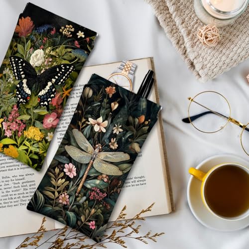 Eyeglasses Sunglasses Case PU Soft Squeeze Top Glasses Pouch for Women Men,Animal Pattern Portable Anti Scratch - color: Brown-dragonfly