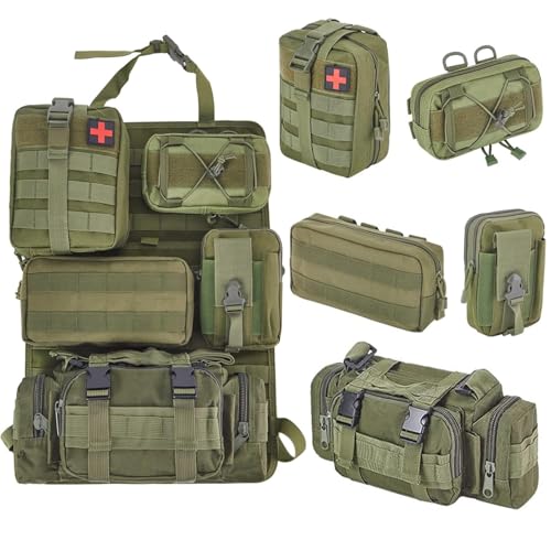 BXBXHD 6 Pack Tactical Truck Organizer Back Seat Storage Car Seat Storage Bag Molle Panels for vehicles, Car and SUV with Lots of Handy Compartments (Army green) - color: Army green