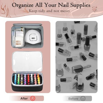 YOREPEK Extra Large Nail Polish Organizer Case Holds 96 to 100+ Bottles (15ml/0.5 fl.oz) UV lamp, Gel Polish Travel Case Bag with 2 Removable Pouches Fits Nail Supplies, Manicurist Nail Tech Gifts - color: Black-96bottles