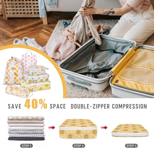 6 Set Compression Packing Cubes Compressed Storage Bags for Carry on Suitcases Packaging Luggage Bags Organizers for Travel