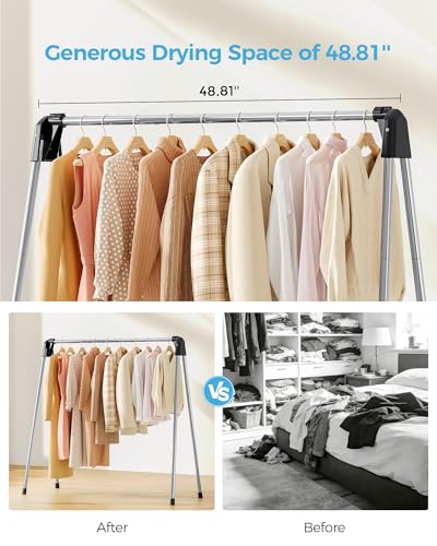 APEXCHASER Clothes Drying Rack Foldable, Stainless Steel Laundry Drying Rack Collapsible, Clothes Hanger for Sweater Baby Clothes Towel for Indoor & Outdoor, Portable Clothes Airer for Travel - size: 48 inch New