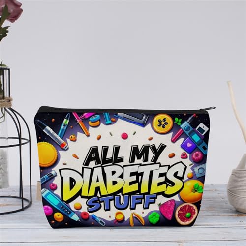 Medicine Storage Pouch with Diabetes, Medicines Bag, and Medical Supply Designs, White Canvas Zipper Cases, Multi-Use Functionality (Gift for Birthdays, Graduation, Christmas) (Style H) - style: Style H