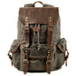 WUDON Leather Backpack for Men, Waxed Canvas Shoulder Rucksack Carry-On Travel Backpack - color: Grey-regular