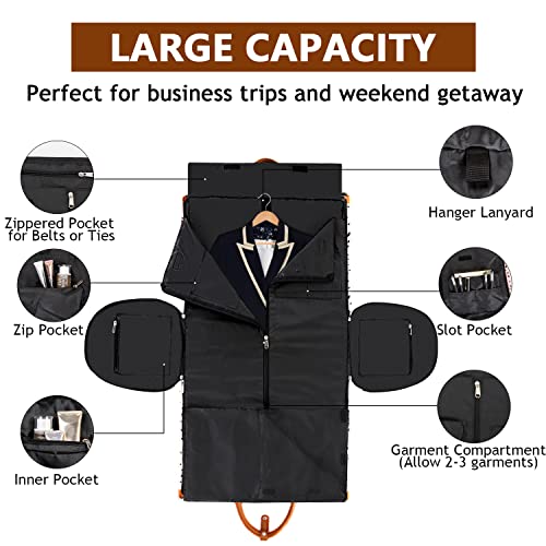 Convertible Garment Duffle Bags for Travel - Carry On Garment Bags With Toiletry Bag, Large Weekender Bags for Women Men 2 in 1 Hanging Suitcase Suit Travel Duffel Bags (Pink Leopard) - color: O-Pink Leopard