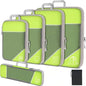 6Pcs Compression Packing Cubes Set, Waterproof Travel Luggage Organizer with Drawstring Bag, Lightweight Nylon Suitcase Storage Bags for Travel Camping Business Trip - color: Green