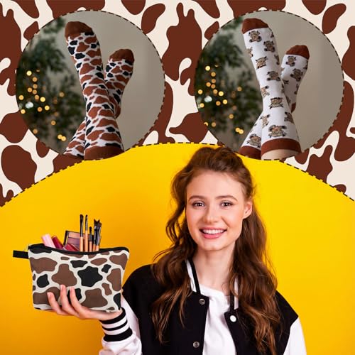 Honeydak Highland Cow Gifts Set for Women Highland Cow Stuff Themed Gifts Include Box Makeup Bag Socks Keychain Mug Stickers Scented Candle for Lover Birthday - style: Highland Cow