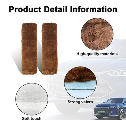 Ziciner 2 Packs Car Seatbelt Covers Shoulder Pad, Universal Soft Faux Sheepskin Shoulder Cover for Comfortable Driving, Fluffy Seat Belt Protector Help to Protect Your Neck and Shoulder (Brown) - color: Brown